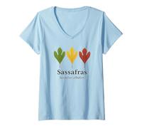 Womens Sassafras Leaves - Sassafras albidum Tree Lover V-Neck T-Shirt
