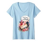 Womens Sassy Chicken I Don't Give A Cluck Funny Glam Farm Animal V-Neck T-Shirt