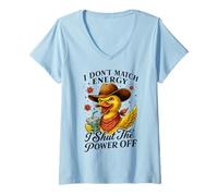 Women's Sassy Duck Cowboy Hat I Shut The Power Off V-Neck T-Shirt