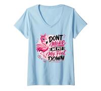 Women's Sassy Flamingo Don't Make Me Put My Foot Down V-Neck T-Shirt