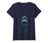 Women's Sassy Team Blue Girls Tournament Field Day Varsity Boss Mode V-Neck T-Shirt