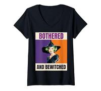 Women's Sassy Witch Green Hair Bothered Bewitched Art V-Neck T-Shirt