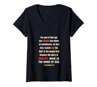 Womens Satan Has Blinded The Minds of Unbelievers 2 Cor 4 4 V-Neck T-Shirt