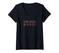 Womens Satanic Panic Evil Cult Satanism Vintage Horror V-Neck T-Shirt