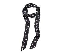 Women's Satin Belt 5 cm x 195 cm Band Imitation Silk Long Scarf Dress Waistband Hat Accessories, Black / White Leaf, 5cm*195cm