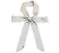 Women's Satin Belt 5 cm x 195 cm Band Imitation Silk Long Scarf Dress Waistband Hat Accessories, Creamy White Mini Polka Dots, 5cm*195cm