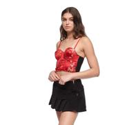 Women's satin bustier with embroidered flowers Superdry Rouge L
