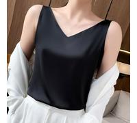 Women's Satin Camisole, V-Neck Sleeveless Vest, Soft Loose Fit | For Daily Wear, Soft & Silky, Ideal for Women, 95% Polyester, Sizes M-3XL