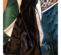 Women's Satin Dress Loose Fitting Solid Color Regular Length Nylon Spandex Blend Comfortable Fashionable Apparel for Four Seasons(3XL Black)