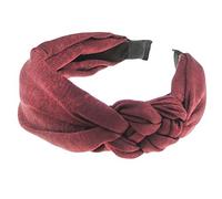 Womens Satin Evening Fancy Knot Twist Twisted Turban Wide Thick Formal Boho Vintage Headband Alice Band Hair Accessories Hairband Christmas Wedding Bridesmaid Party Side Triple Knotted (Burgundy)