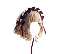 Women's Satin Headband, Fashion Hairpin, Japanese Lolita Headband, Maid Headdress, Girls Vintage Lolita Hair Accessories(Burgundy)