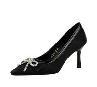 Women's Satin High Heels Bridal Party Wedding 7.5cm Stiletto Pump (black,3)