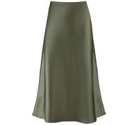 Women's Satin High Waist Hidden Elasticized Waistband Flared Casual A Line Midi Skirt, Army Green, XL