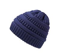 Womens Satin Lined Winter Beanie Cable Knit Beanie for Women Silk Lining Thick Chunky Hats Skull Warm Cap, Classic-dark Blue, One Size