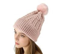 Womens Satin Lined Winter Beanie Cable Knit Beanie for Women Silk Lining Thick Chunky Hats Skull Warm Cap, Classic2-pink, One Size