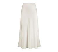 Womens Satin Long Skirt Ruffle Hem Flared Maxi Skirt High Waist A-line Silky Long Skirt Ladies Elegant Bodycon Swing Skirts for Party Evening Clubwear White
