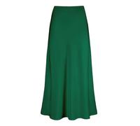 Womens Satin Long Skirt Ruffle Hem Flared Maxi Skirt High Waist A-line Silky Long Skirts Ladies Elegant Bodycon Swing Skirts for Party Evening Clubwear Comfy