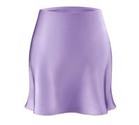 Women's Satin Mini Skirts Leopard Print Silk Hidden Elasticized Waistband Party Y2k Summer Casual Short Skirt for Women, Lilac, M