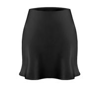Women's Satin Mini Skirts Leopard Print Silk Hidden Elasticized Waistband Party Y2k Summer Casual Short Skirt for Women, Black, XL