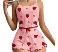 Women's Satin Pajama Set Camisole for ruffle Shorts Soft Sleepwear | Silky , 90% polyester 10% spandex, ultra-soft and breathable for all-night comfort