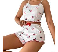 Women's Satin Pajama Set Camisole for ruffle Shorts Soft Sleepwear | Silky , 90% polyester 10% spandex, ultra-soft and breathable for all-night comfort