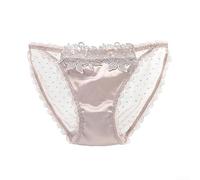 Women's Satin Panties with Seamless Construction and Sheer Mesh Elements Designed for Lingerie Integration and Wear (M Light Coffee)