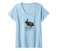 Women's Satin Rabbits Pet Quote Satin Smooth Bunny Soft V-Neck T-Shirt