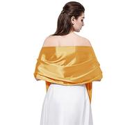 Womens Satin Scarf Long Lightweight Shawls Bridesmaid Wedding Wrap Scarf Pashmina (DMPJ), Gold, One Size
