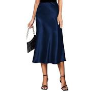 Women's Satin Skirt Elastic Waist High Waist Elegant Silk Maxi Summer Business Midi Skirt