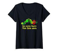 Womens Satire, Polemik, Rüge - The Little Caterpillar Flckdichdoch V-Neck T-Shirt