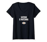 Womens Satoshi is watching nakamoto blockchain security bitcoin V-Neck T-Shirt