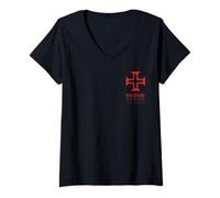 Women's Saudade Portuguese Cross Knights Templar - Expat Life V-Neck T-Shirt