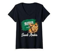 Women's Saudi Arabia Camel National Flag Desert V-Neck T-Shirt