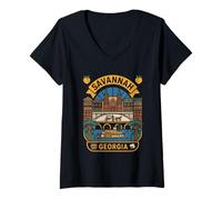 Women's Savannah Georgia USA Born Bred V-Neck T-Shirt
