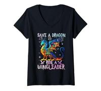 Womens Save A Dragon Ride A Wingleader, Books Dragon Lover Cute V-Neck T-Shirt