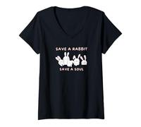 Womens Save A Rabbit Save A Soul V-Neck T-Shirt