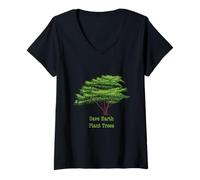 Womens Save Earth, Plant Trees - Protect The Seas, No Planet B V-Neck T-Shirt