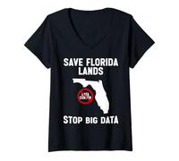 Women's Save Florida Lands Stop Big Data Anti Data Center Protest V-Neck T-Shirt