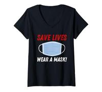 Women's Save Lives Wear a Mask V-Neck T-Shirt