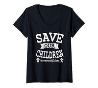 Womens Save Our Children #saveourchildren From Slavery V-Neck T-Shirt