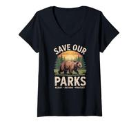 Women's Save Our Parks Hiking Resist Defend Protect V-Neck T-Shirt