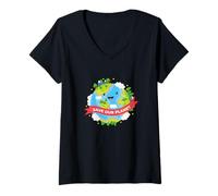 Womens SAVE OUR PLANET Mother Earth Environmental Protection V-Neck T-Shirt