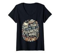 Women's Save Our Planet Send Oligarchs to Mars Funny V-Neck T-Shirt