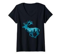 Womens Save Our Woods Environmental Protection Deer Nature Lovers V-Neck T-Shirt