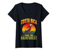 Women's Save Rainforest Tropical Parrot Costa Rica V-Neck T-Shirt