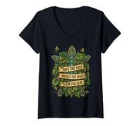 Women's Save Sea Turtles The Bees Protect Trees Seas Nature Earth V-Neck T-Shirt