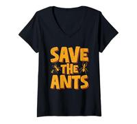Womens Save The Ants Ant Farm & Ant Farm Owner V-Neck T-Shirt