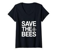 Womens Save The Bees Bee Lover Nature Conservation Design V-Neck T-Shirt