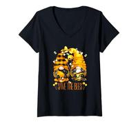 Womens Save The Bees for Beekeeper with Unique Honey Bee Gnome V-Neck T-Shirt