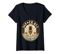 Women's Save The Bees Protest Humor Vintage Beekeeper V-Neck T-Shirt